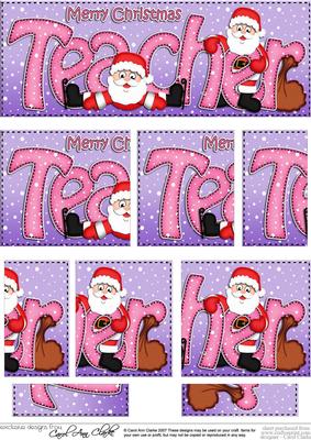 Christmas Teacher with Penguins Dl Side Stacker Topper