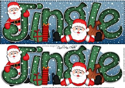 Large Dl Xmas Jingle with Santa Quick Card with 3D Decoupage