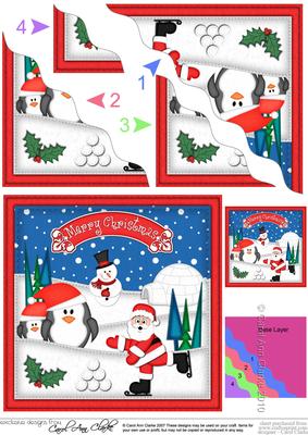Xmas Santa N Friends Wavy Corner Side Stacker