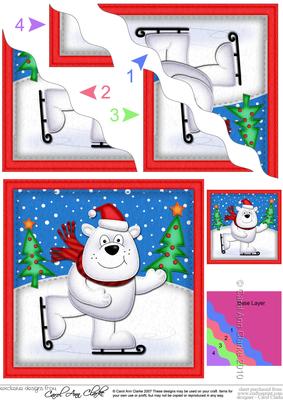 Xmas Skating Polar Bear Wavy Corner Side Stacker