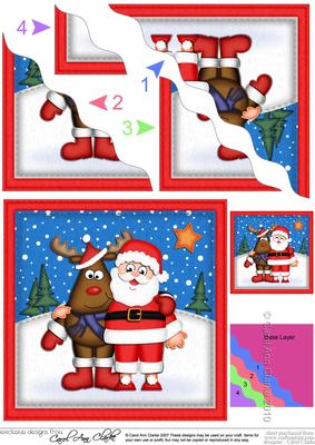 Xmas Santa N Rudolph Wavy Corner Side Stacker