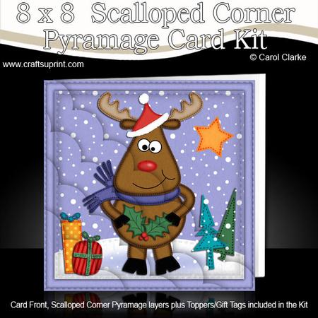 8 x 8 Xmas Rudolph Kit N Scalloped Corners