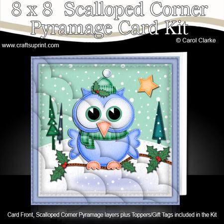8 x 8 Xmas Little Hoot Kit N Scalloped Corners