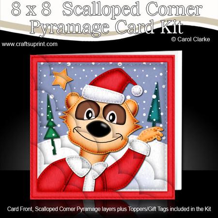8 x 8 Xmas Meerkat Kit N Scalloped Corners