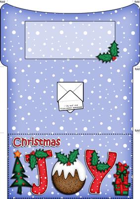 Xmas Joy with Puddings Money or Gift Wallet and Card