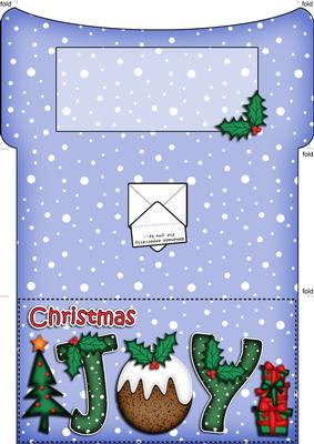 Xmas Joy with Puddings Money or Gift Wallet and Card