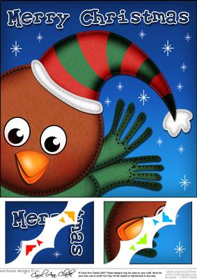 8 x 8 Xmas Robin Fun Novelty Scalloped Corner Topper