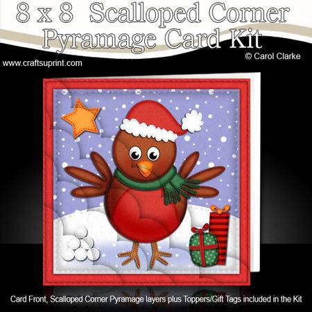 8 x 8 Xmas Robin Kit N Scalloped Corners