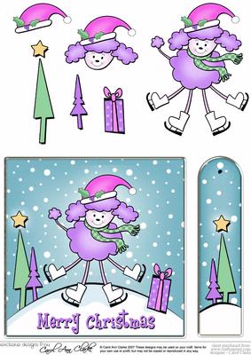 Cute Xmas Poodle Quick Card with Decoupage