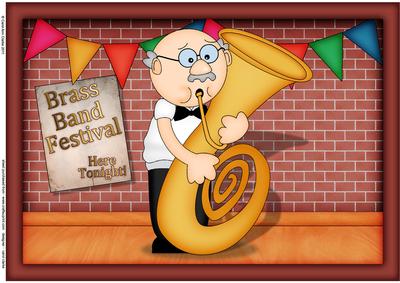 A4 Bert Plays the Tuba Card Topper
