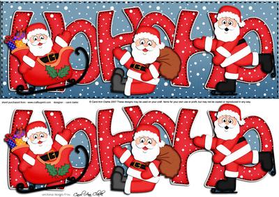 Large Dl Xmas Hohoho Santa Quick Card with 3D Decoupage