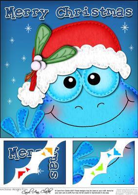 8 x 8 Xmas Freddy Frog Fun Novelty Scalloped Corner Topper