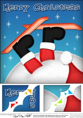 8 x 8 Xmas Oops Santa Fun Novelty Scalloped Corner Topper