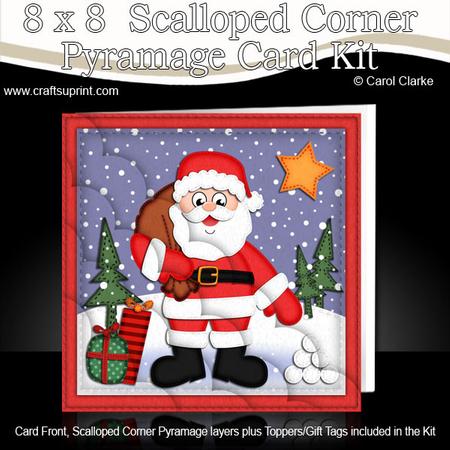 8 x 8 Xmas Santa Card Kit with Scalloped Corners