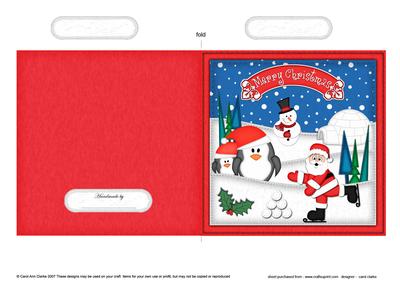 Xmas Santa and Friends Quick Cut and Fold Card