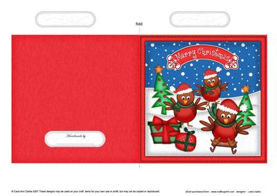 Xmas Robins Quick Cut and Fold Card