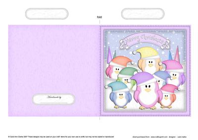 Xmas Pastel Penguins Quick Cut and Fold Card