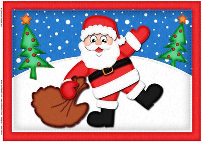 A4 Xmas Santa N Sack Felties Card Topper