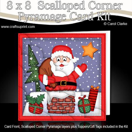 8 x 8 Xmas Santa Stuck Card Kit with Scalloped Corners
