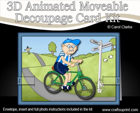 3D Bert's Bike Animated Moveable Decoupage Card Kit