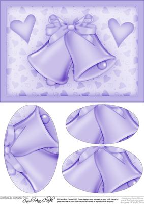 A5 Romantic Wedding Bells Oval Pyramage Topper