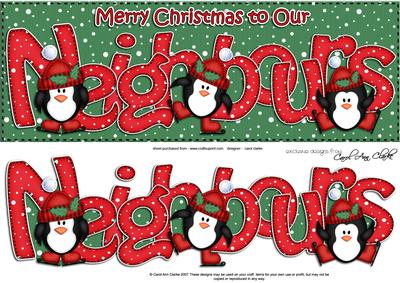 Large Dl Xmas Neighbours with Penguins Quick Card Decoupage