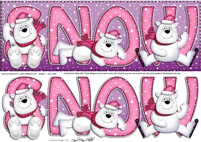 Large Dl Xmas Snow Ben Polar Bear Quick Card N 3D Decoupage
