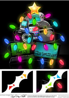 8 x 8 Fun Christmas Gadgets N Gizmos Scalloped Corner Topper