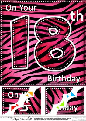 8 x 8 Fun Zebra Striped 18th Birthday Scalloped Topper