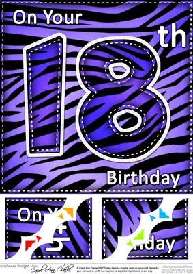 8 x 8 Fun Zebra Striped 18th Birthday Scalloped Topper
