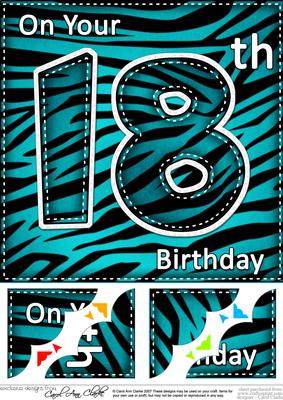 8 x 8 Fun Zebra Striped 18th Birthday Scalloped Topper
