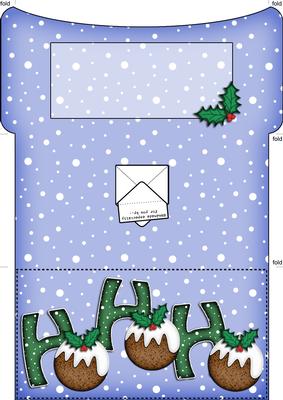Xmas Hohoho with Puddings Money or Gift Wallet and Card