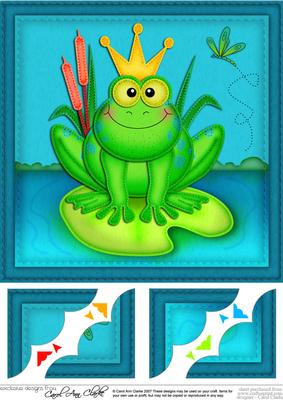8 x 8 Freddy Frog Scalloped Corner Topper