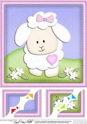 8 x 8 Little Lamb Scalloped Corner Topper