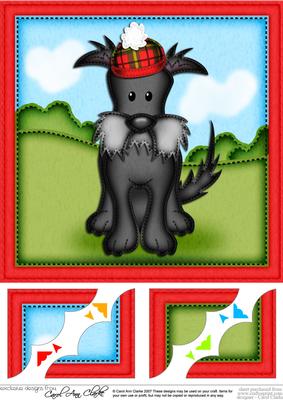8 x 8 Hamish Scottie Dog Scalloped Corner Topper