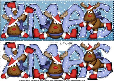 Large Dl Xmas Rudolph Quick Card with 3D Decoupage