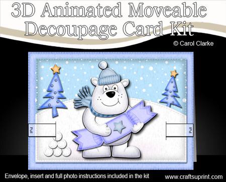 3D Ben's Xmas Cracker Animated Moveable Decoupage Card Kit