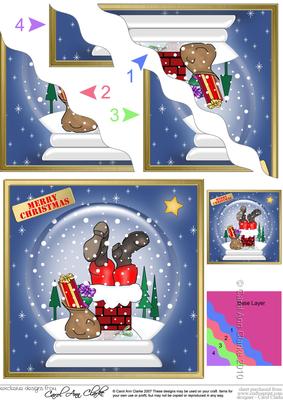 Xmas Santa Got Stuck Snowglobe Wavy Corner Side Stacker