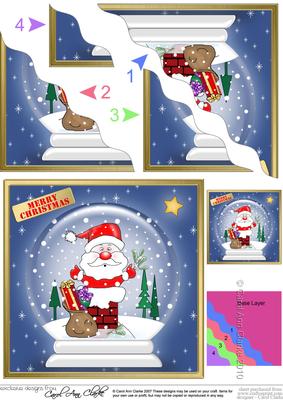 Xmas Santa Got Stuck Snowglobe Wavy Corner Side Stacker