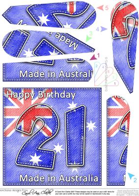 Flying the Flag AUSTRALIA 21st Birthday Fan Pyramage Topper