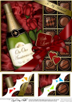8x8 Husband Anniversary Champers, Chocs N Roses