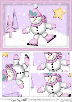 A5 Xmas Skating Snowman Pyramage Topper