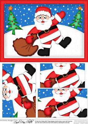 A5 Xmas Santa N Sack Pyramage Topper