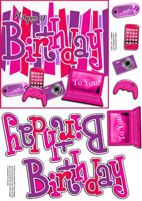 Birthday Girly Gadgets Games N Gizmos Quick Card N 3D Decoup