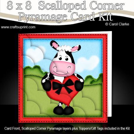 8 x 8 Milly Moo Cows Heart Kit with Scalloped Corners