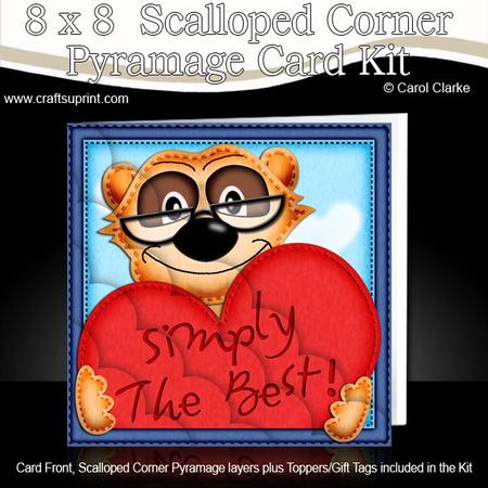 8 x 8 Frank Meerkat Heart Present Kit with Scalloped Corners