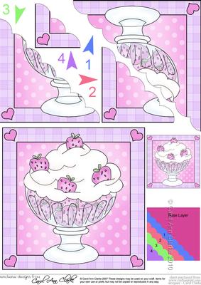Sweet Treats Strawberry Sundae - Scallop Corner Side Stacker Topper