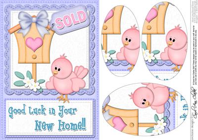 A5 Little Birdie Felties New Home Oval Pyramage Topper
