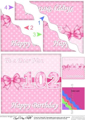 102nd Birthday Nan Felties Wavy Corner Side Stacker Topper