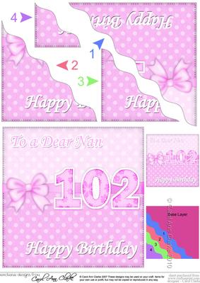 102nd Birthday Nan Felties Wavy Corner Side Stacker Topper
